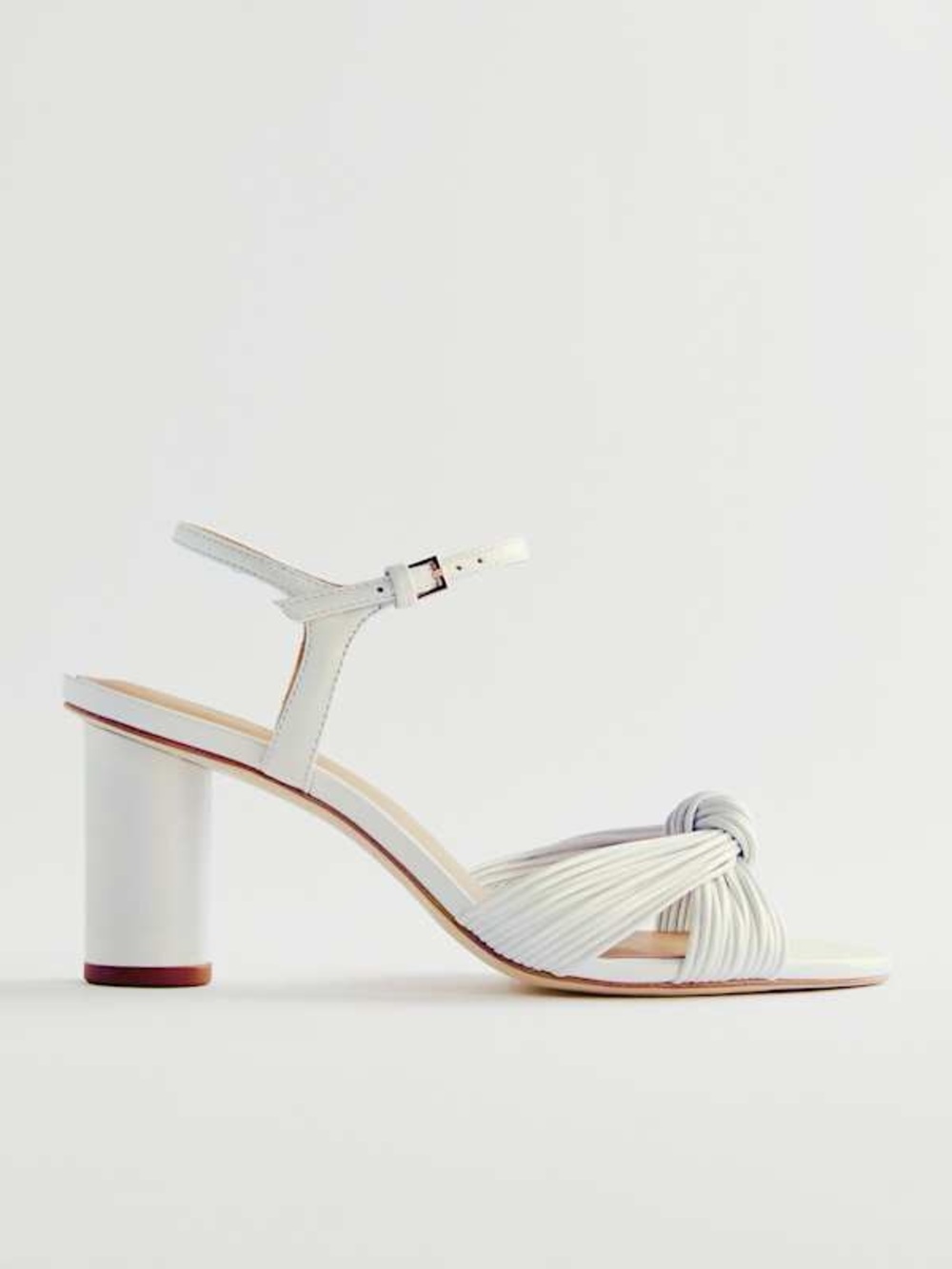 Reformation White Knotted Strap Block Heel Sandal size 6